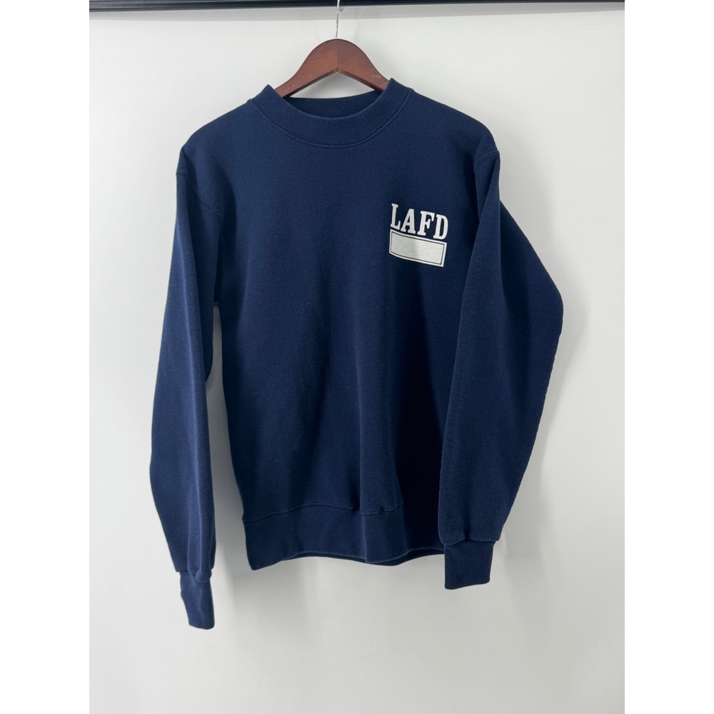 Vintage Santee Sweats LAFD Los Angeles Fire Dept Crewneck Navy Blue Medium USA